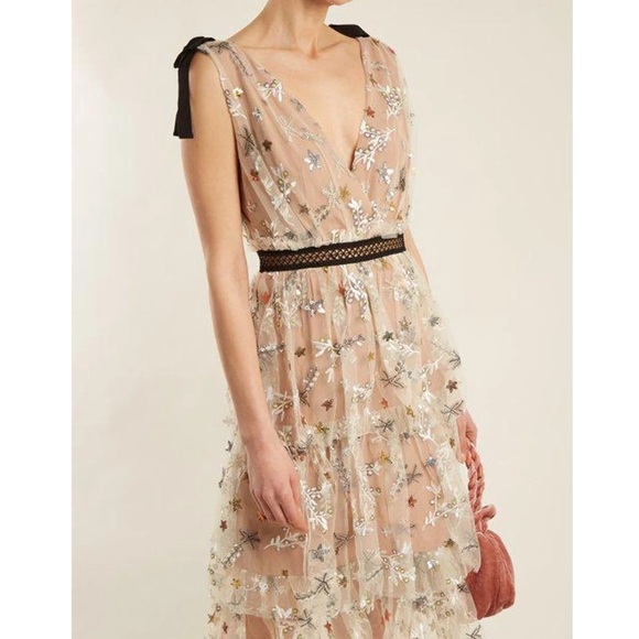NWT Self Portrait Star Mesh Midi Dress UK8 US4 - Picture 3 of 5